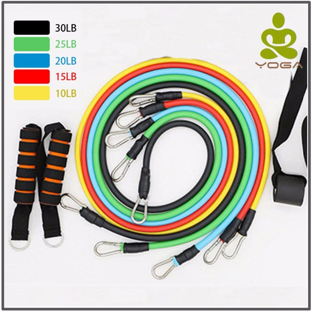 11 Pcs/Set Latex Resistance Bands Crossfit Training Exercise Yoga Tubes Pull Rope,Rubber Expander Elastic Bands Fitness with Bag