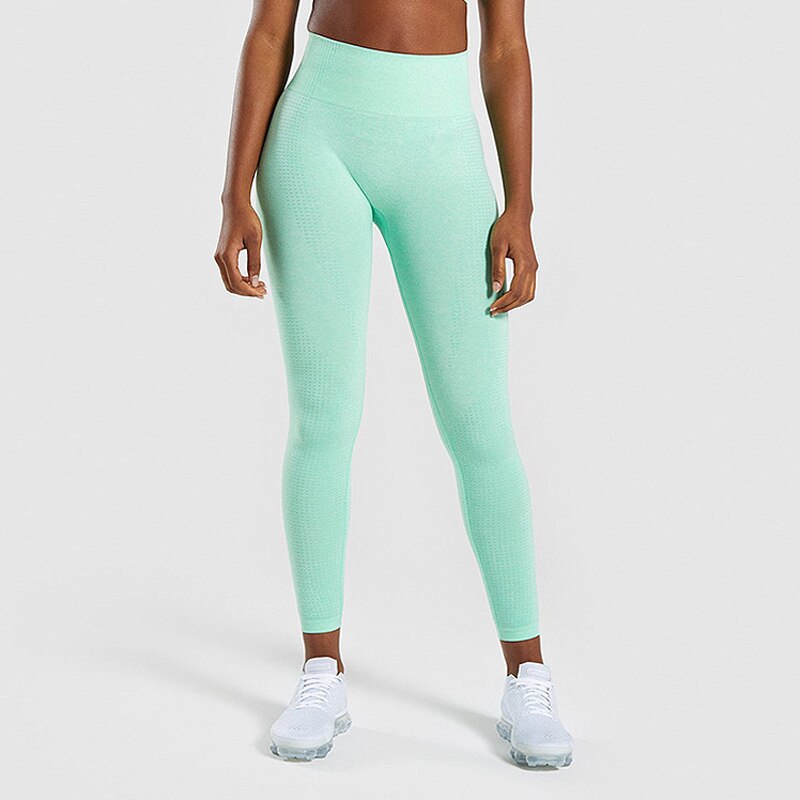 Blue Seamless Tummy Control Yoga Leggings