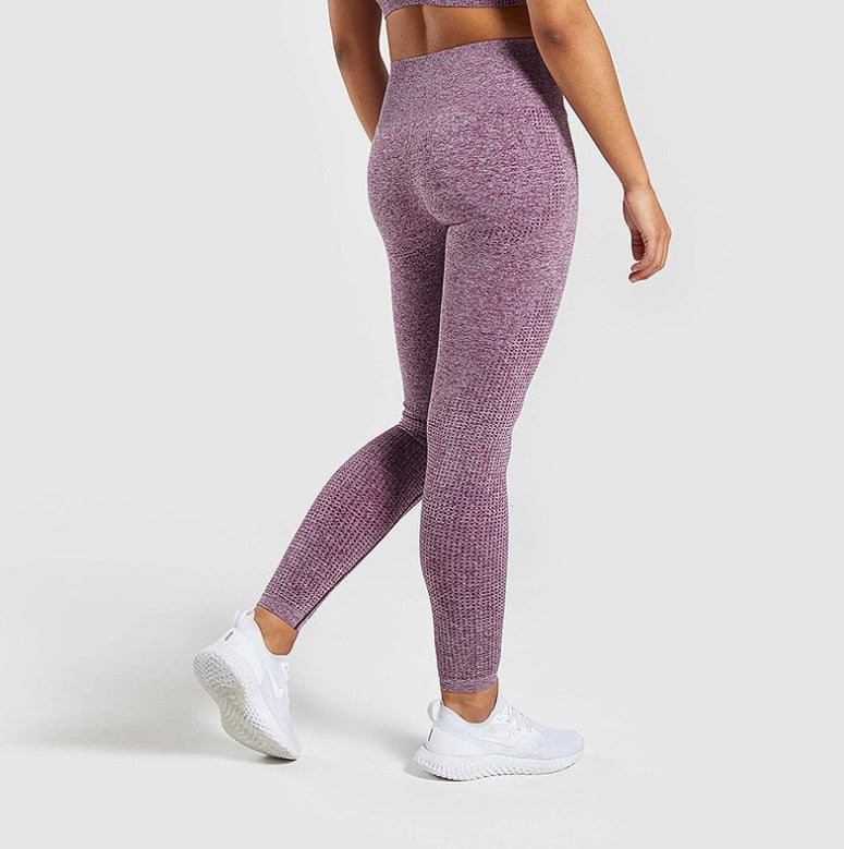 Blue Seamless Tummy Control Yoga Leggings