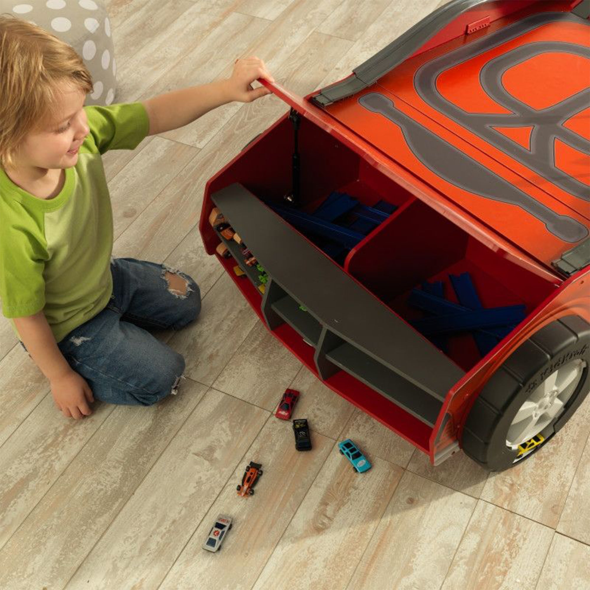 KidKraft Speedway Play N Store Racecar Toy Activity Table w/ Track Connectors