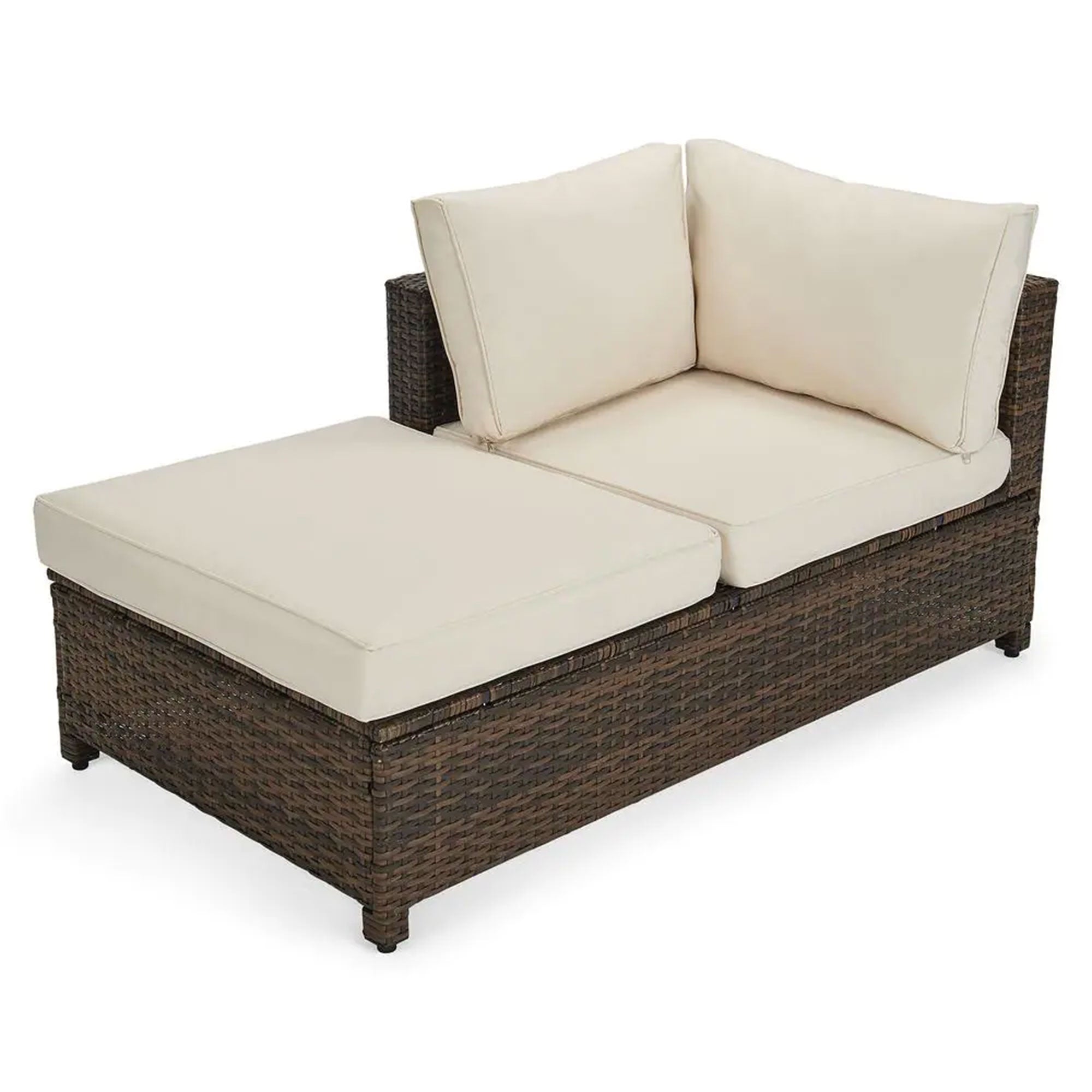 Edyo Living 3-Piece Wicker Modular Patio Furniture Sectional Seating Set, Beige