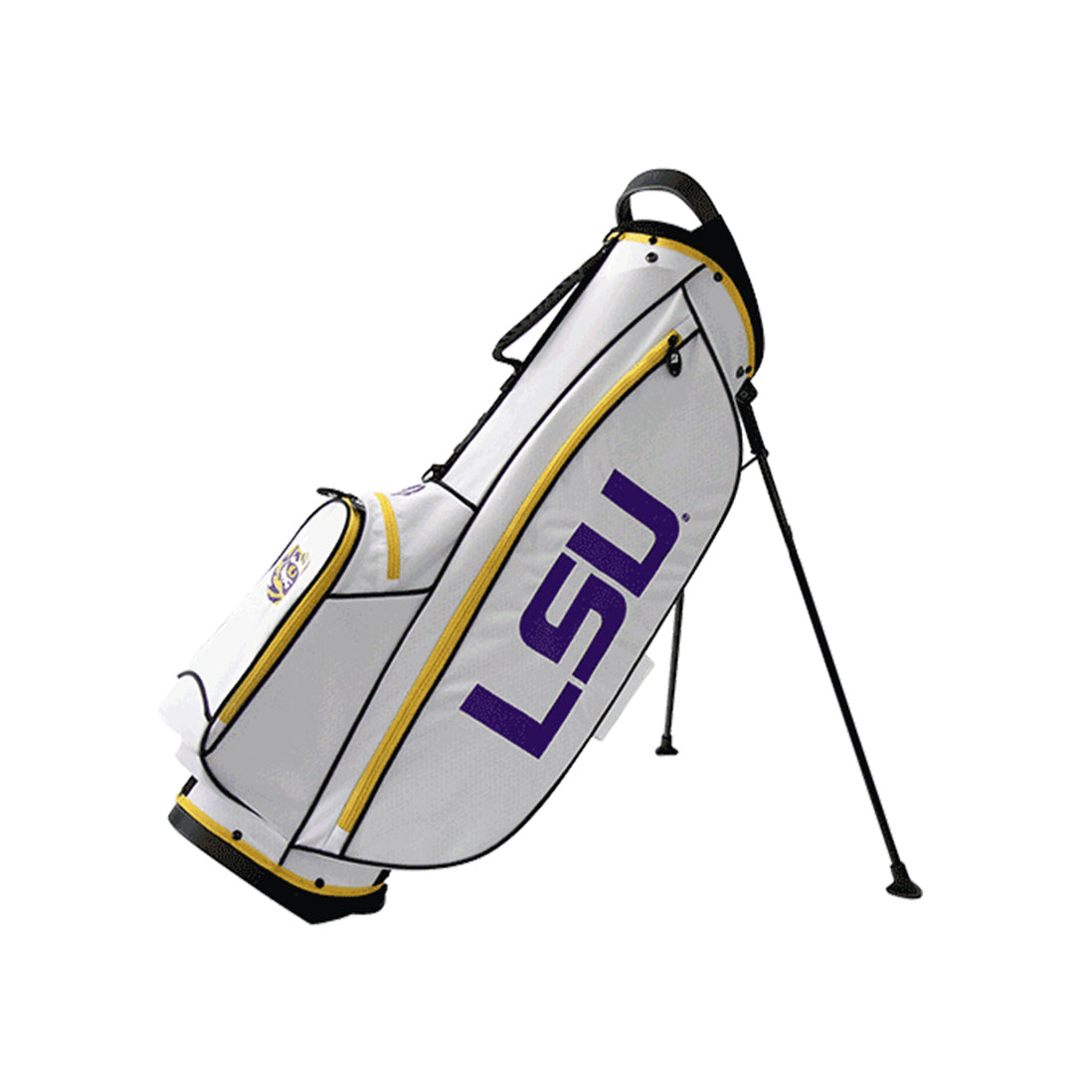 Bridgestone 2019 Collegiate NCAA 9 Inch 4 Way Stand Golf Bag with Handle, LSU