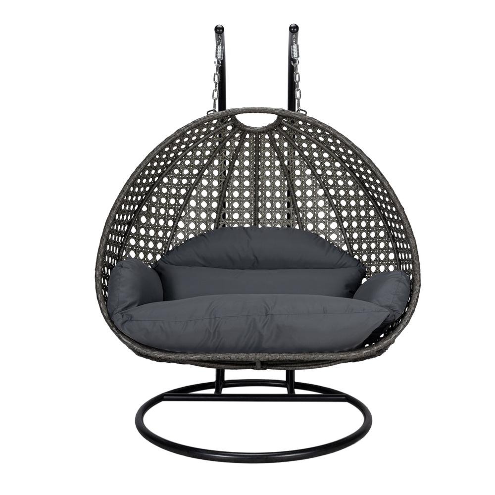 Charcoal Wicker Hanging 2 Person Egg Swing Chair - Outdoor Patio Furniture