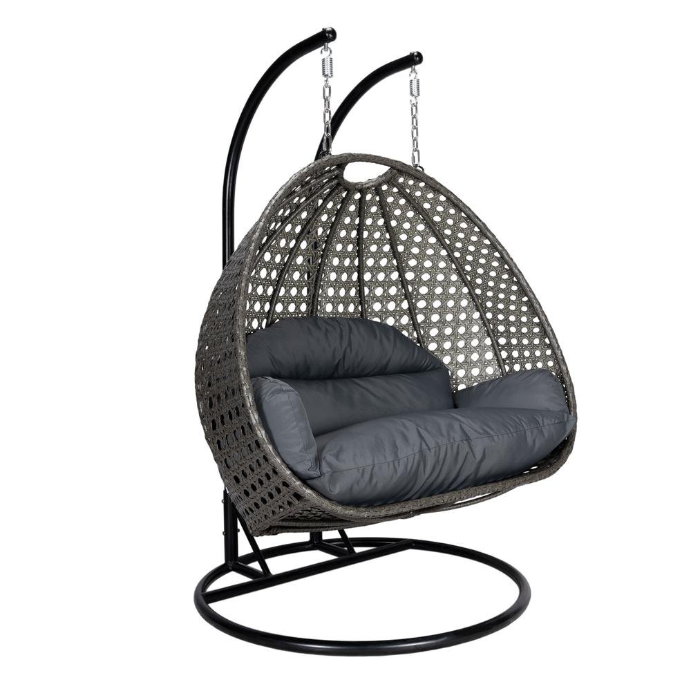 Charcoal Wicker Hanging 2 Person Egg Swing Chair - Outdoor Patio Furniture