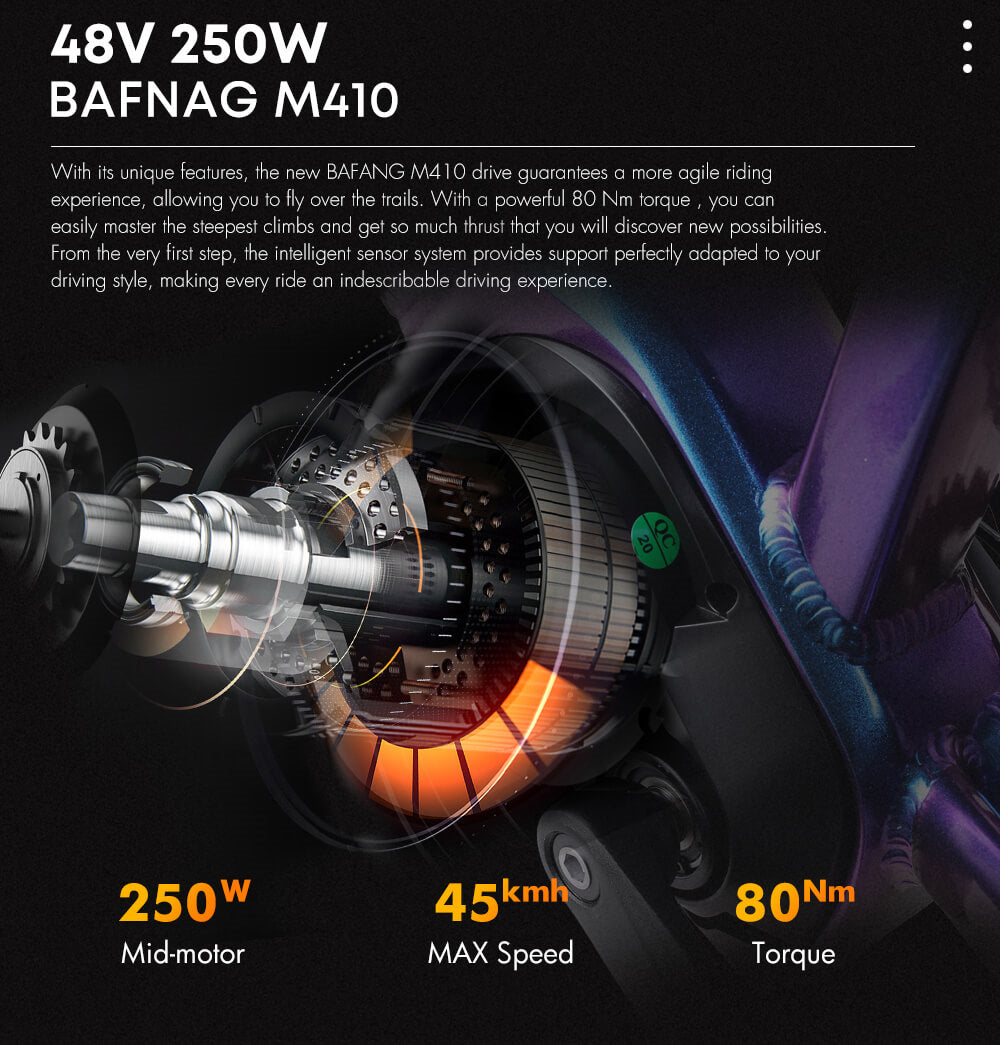 Motor eléctrico de accionamiento medio Bafang de 250 W