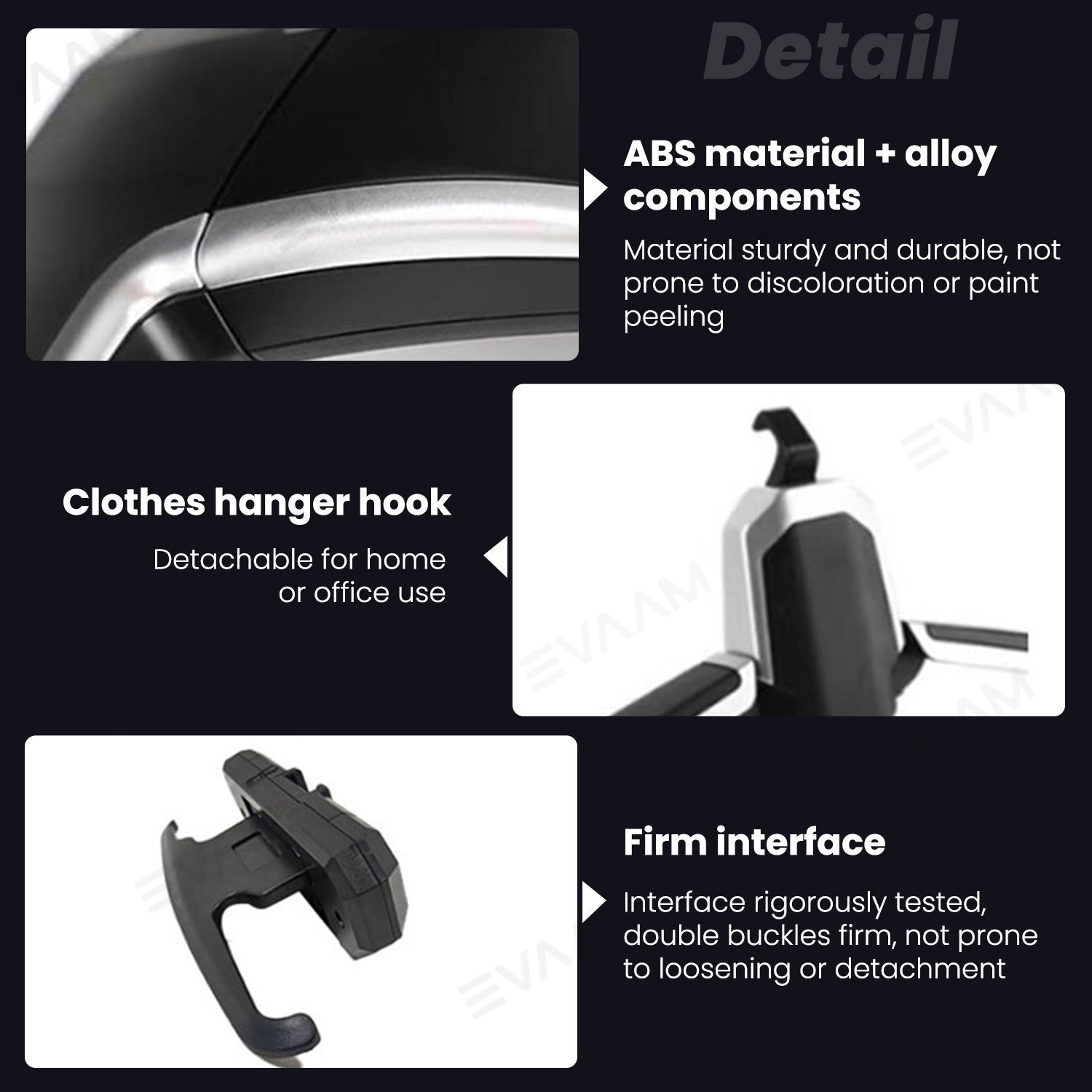 Back Seat Headrest Clothes Folding Hanger for Tesla Model 3/Y (2018-2024)