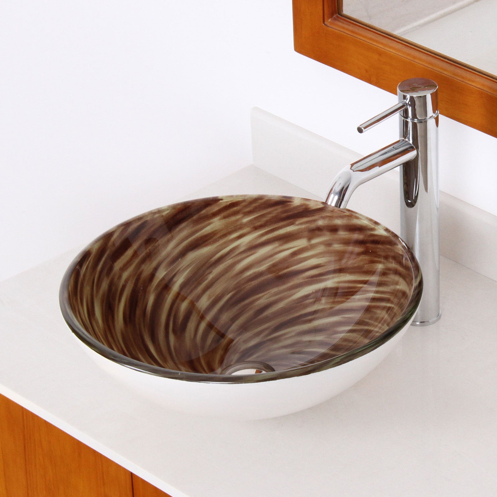 ELITE Modern Design Tempered Glass Bathroom Vessel Sink 1401