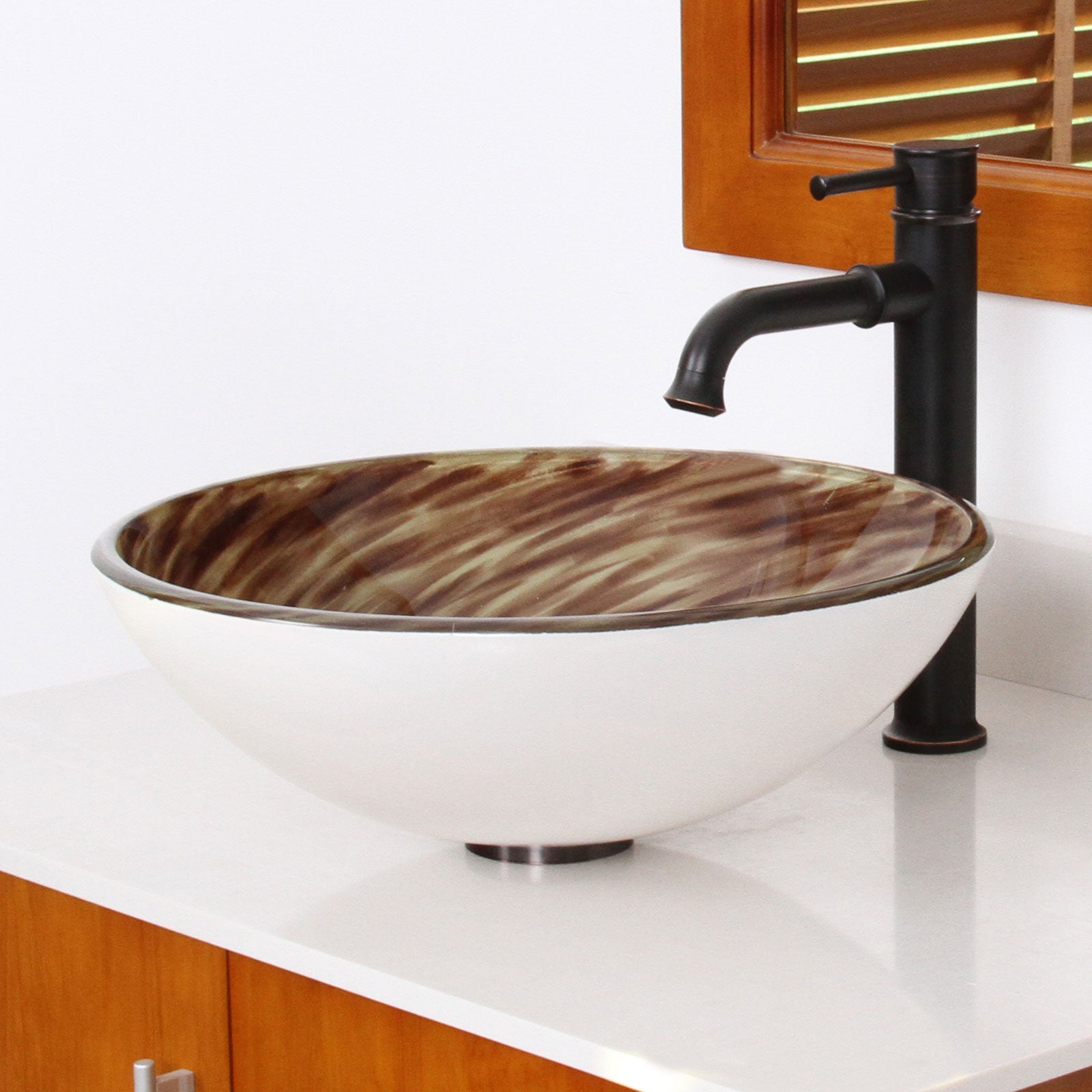 ELITE Modern Design Tempered Glass Bathroom Vessel Sink 1401