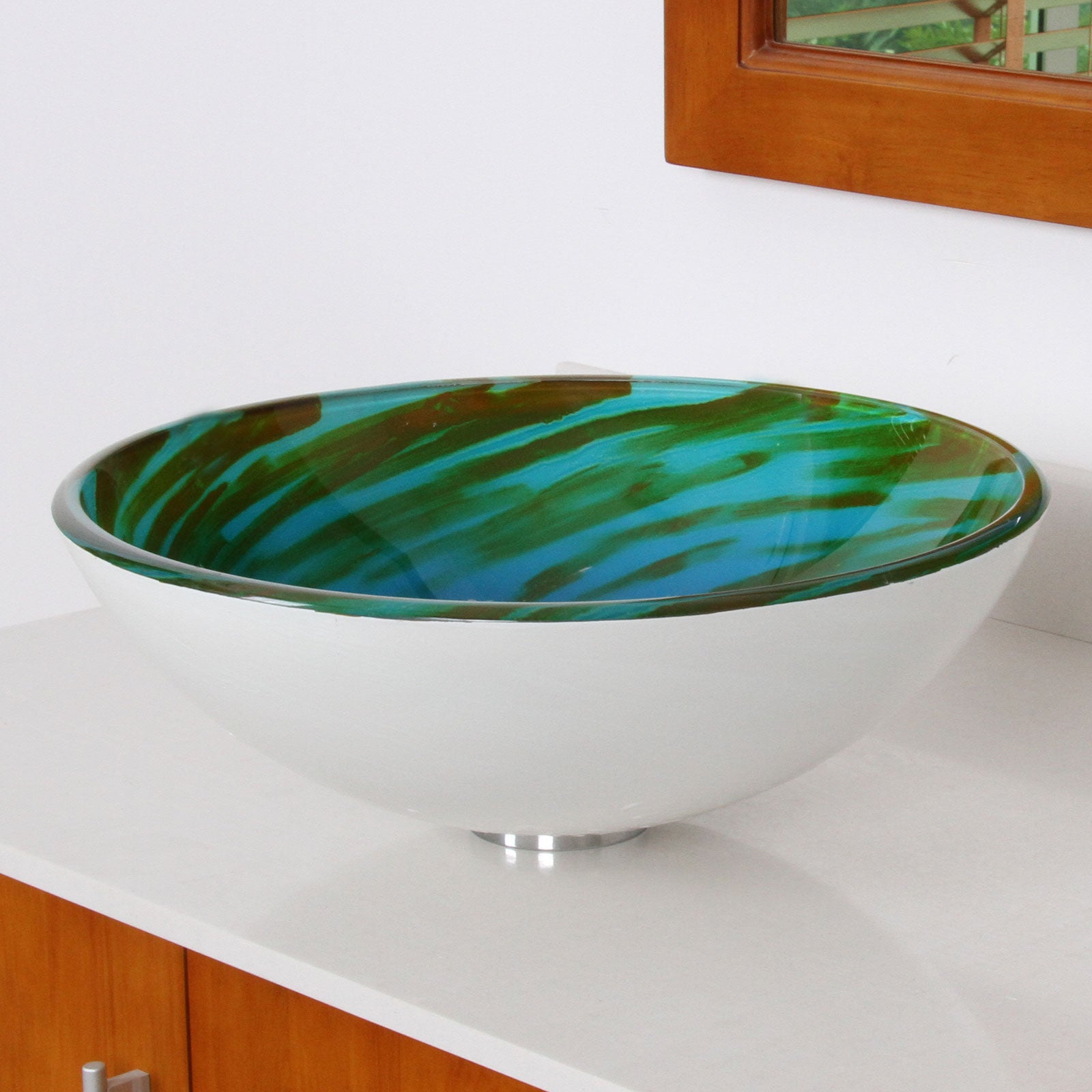 ELITE Modern Design Tempered Glass Bathroom Vessel Sink 1405