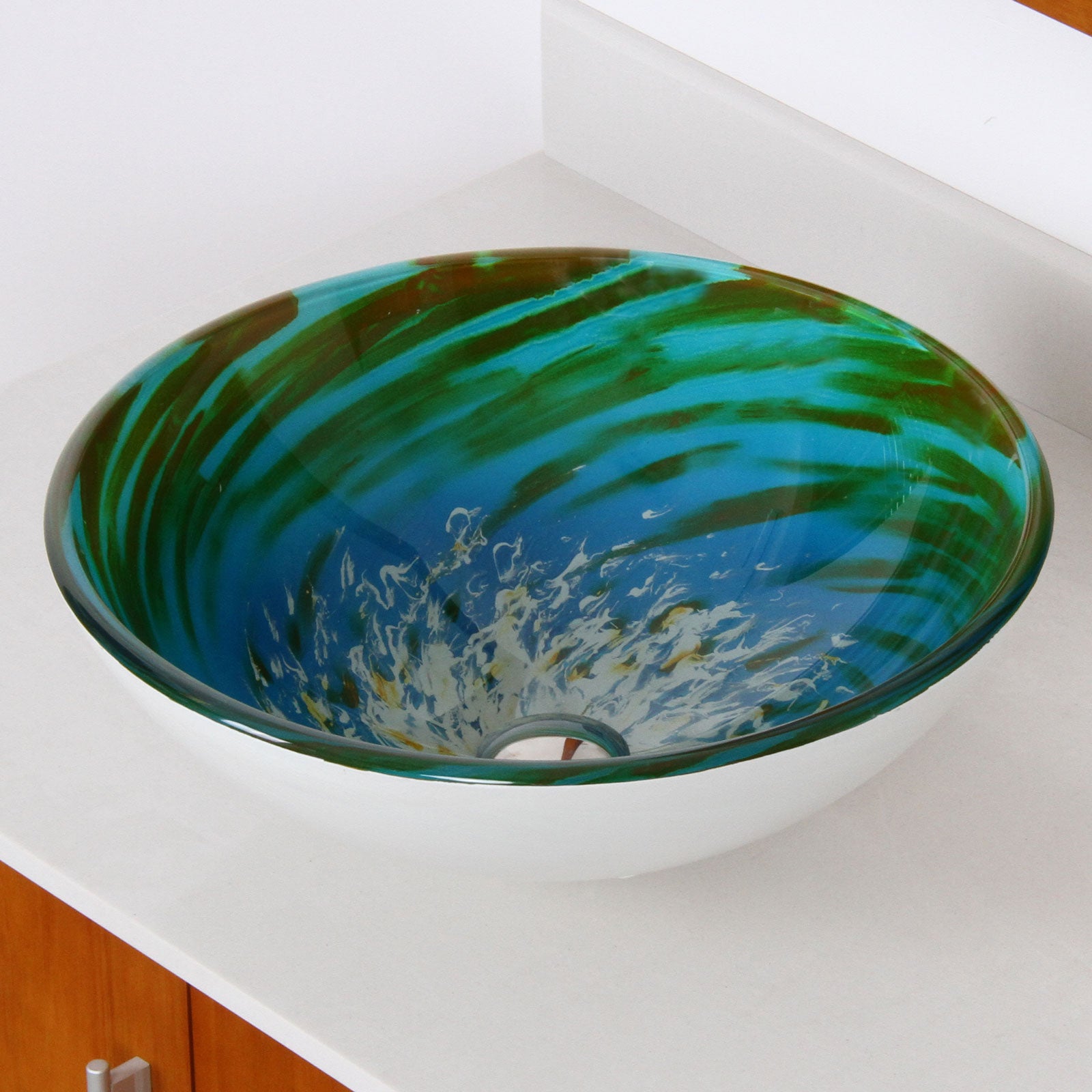 ELITE Modern Design Tempered Glass Bathroom Vessel Sink 1405