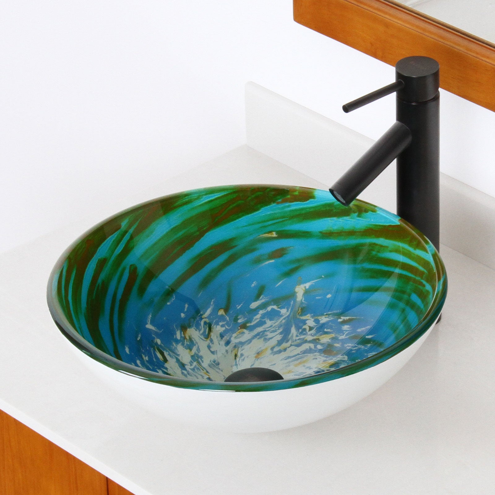 ELITE Modern Design Tempered Glass Bathroom Vessel Sink 1405