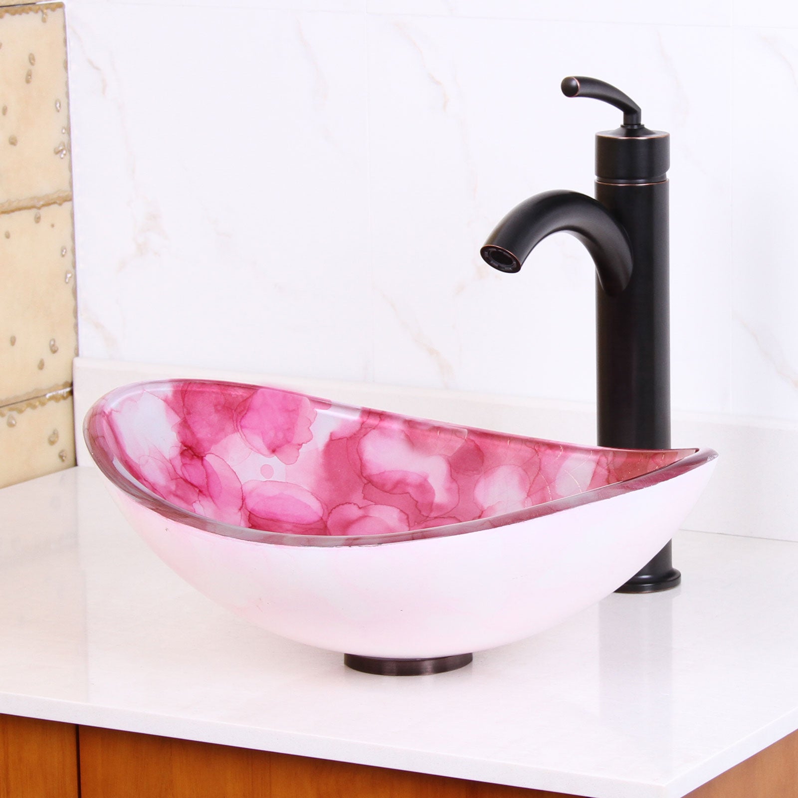 ELITE Unique Oval Cloud Style Tempered Glass Bathroom Sink 1414