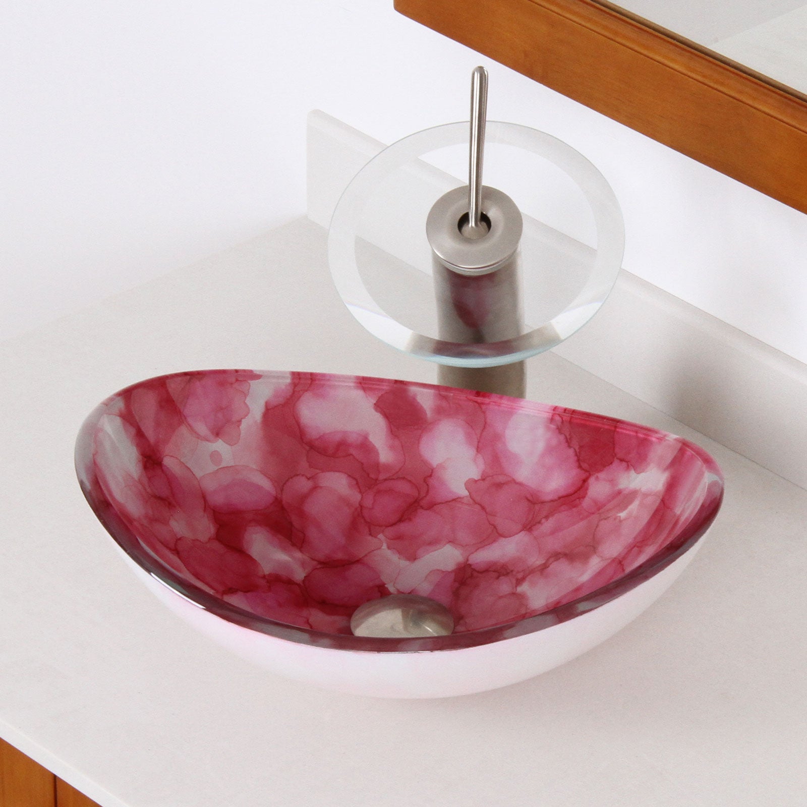 ELITE Unique Oval Cloud Style Tempered Glass Bathroom Sink 1414