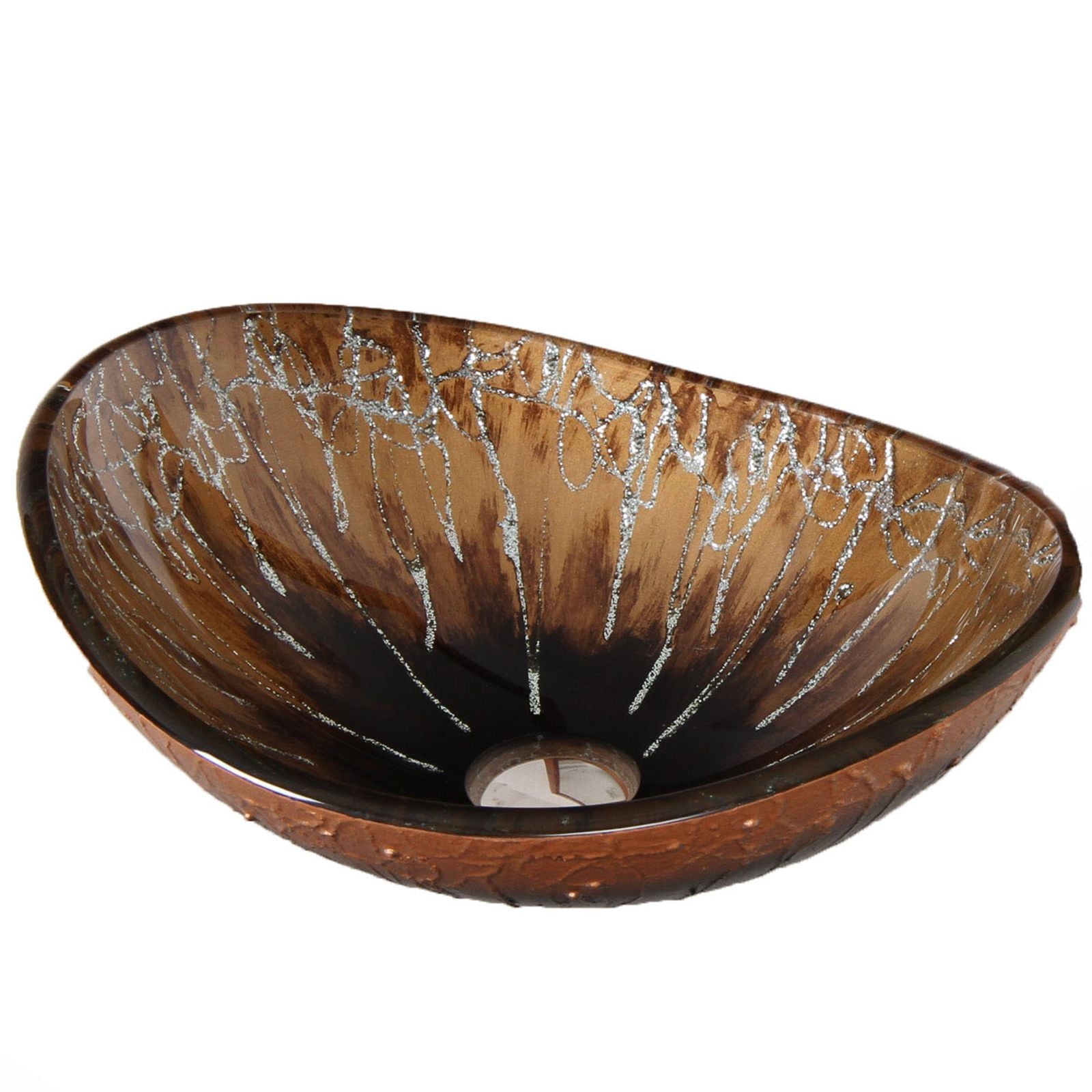 ELITE Unique Oval Artistic Bronze Tempered Glass Sink 1415