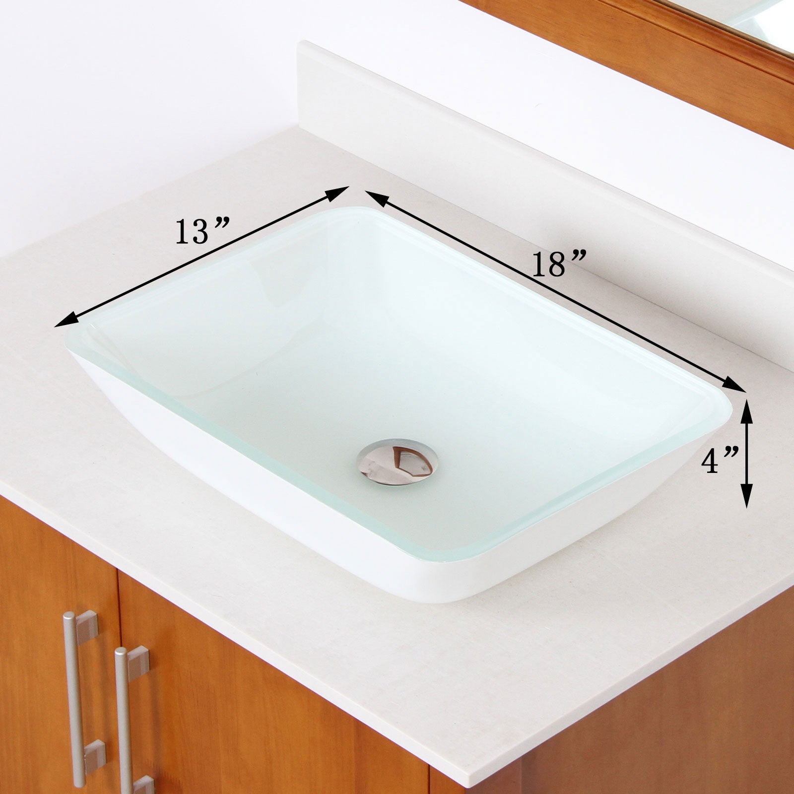 ELITE White Rectangle Tempered Glass Bathroom Vessel Sink 1422