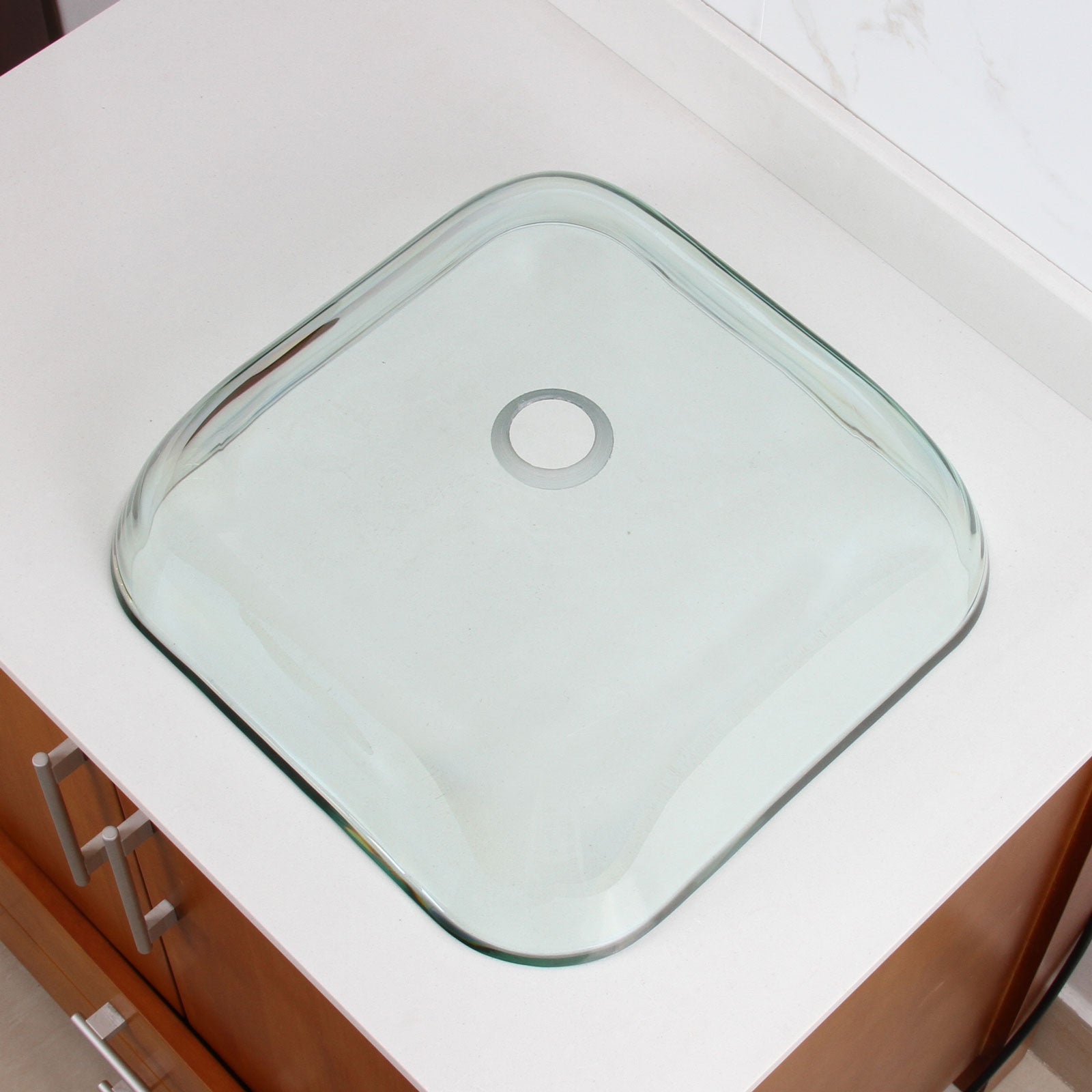 ELITE Transparent Square Tempered Glass Vessel Sink 1501