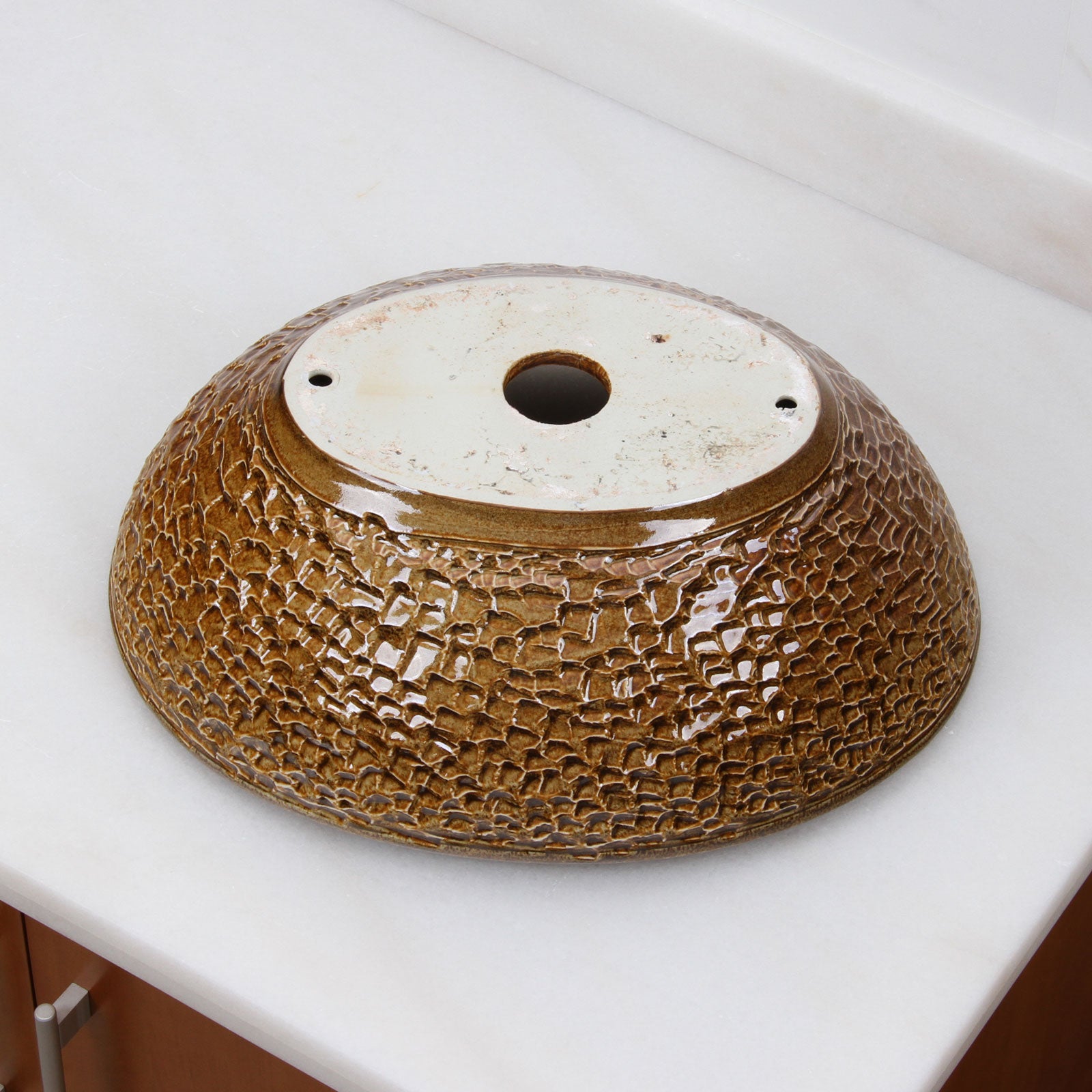 ELITE  Oval Coffee Brown Glaze Ceramic Bathroom Vessel Sink 1551