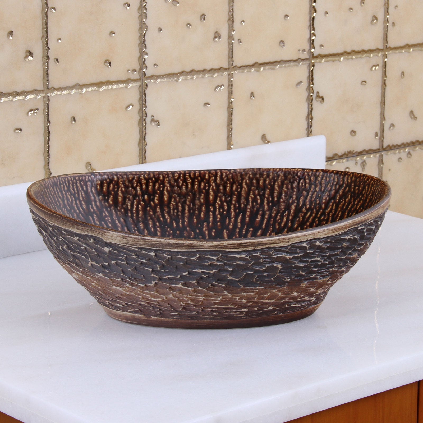 ELITE  Oval Bronze Glaze Ceramic Bathroom Vessel Sink 1552