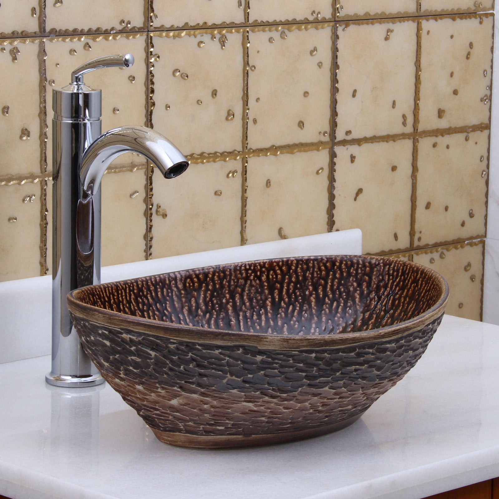 ELITE  Oval Bronze Glaze Ceramic Bathroom Vessel Sink 1552