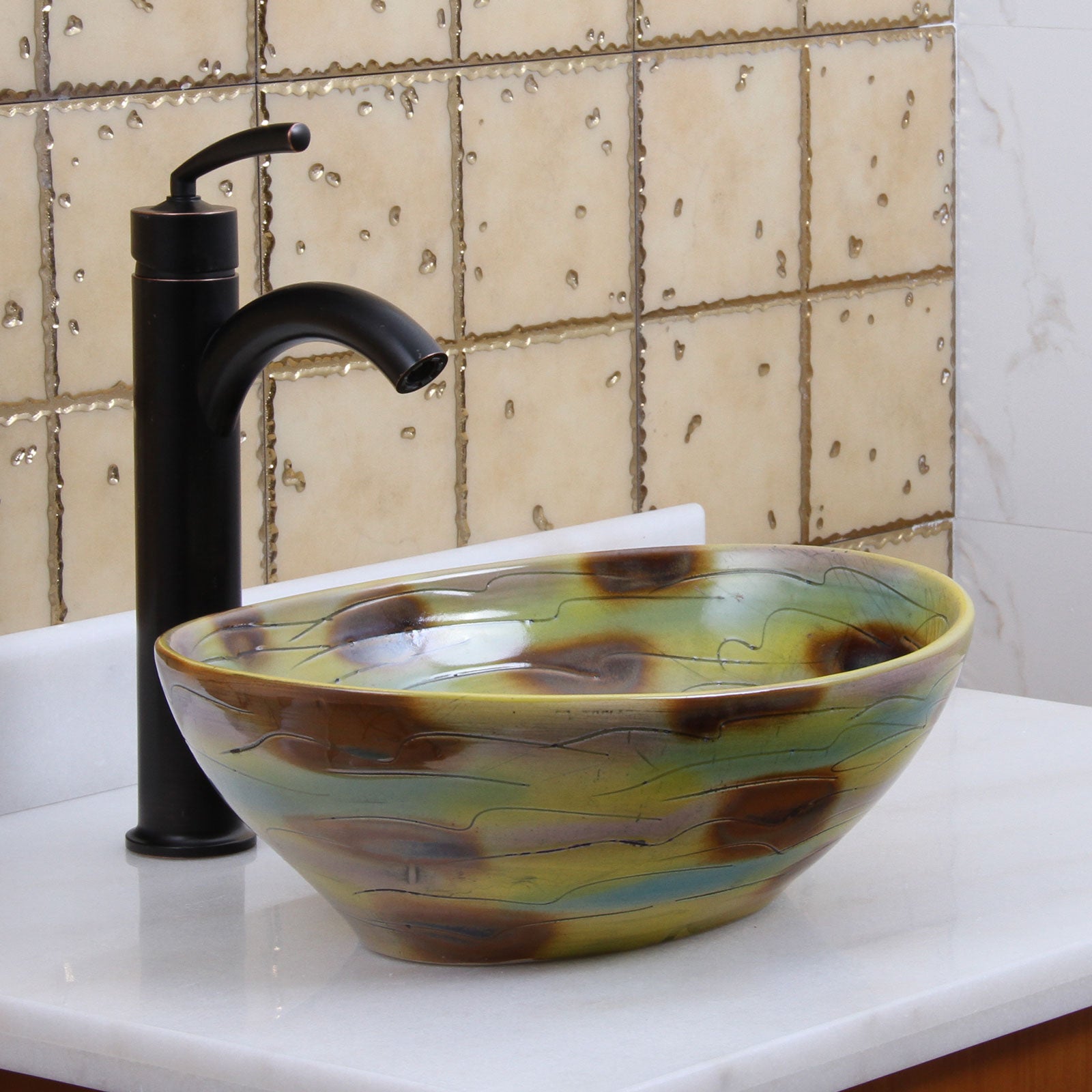 ELITE  Oval Magic Color Glaze Ceramic Bathroom Vessel Sink 1560
