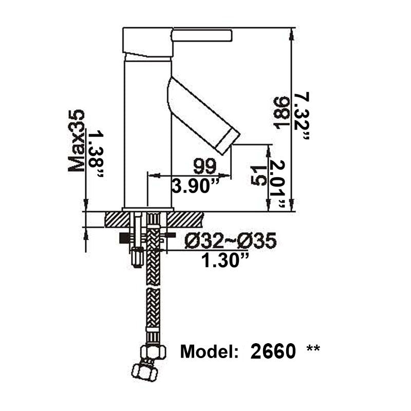 ELITE  Modern Single Lever Short Chrome Bathroom Faucet 2660