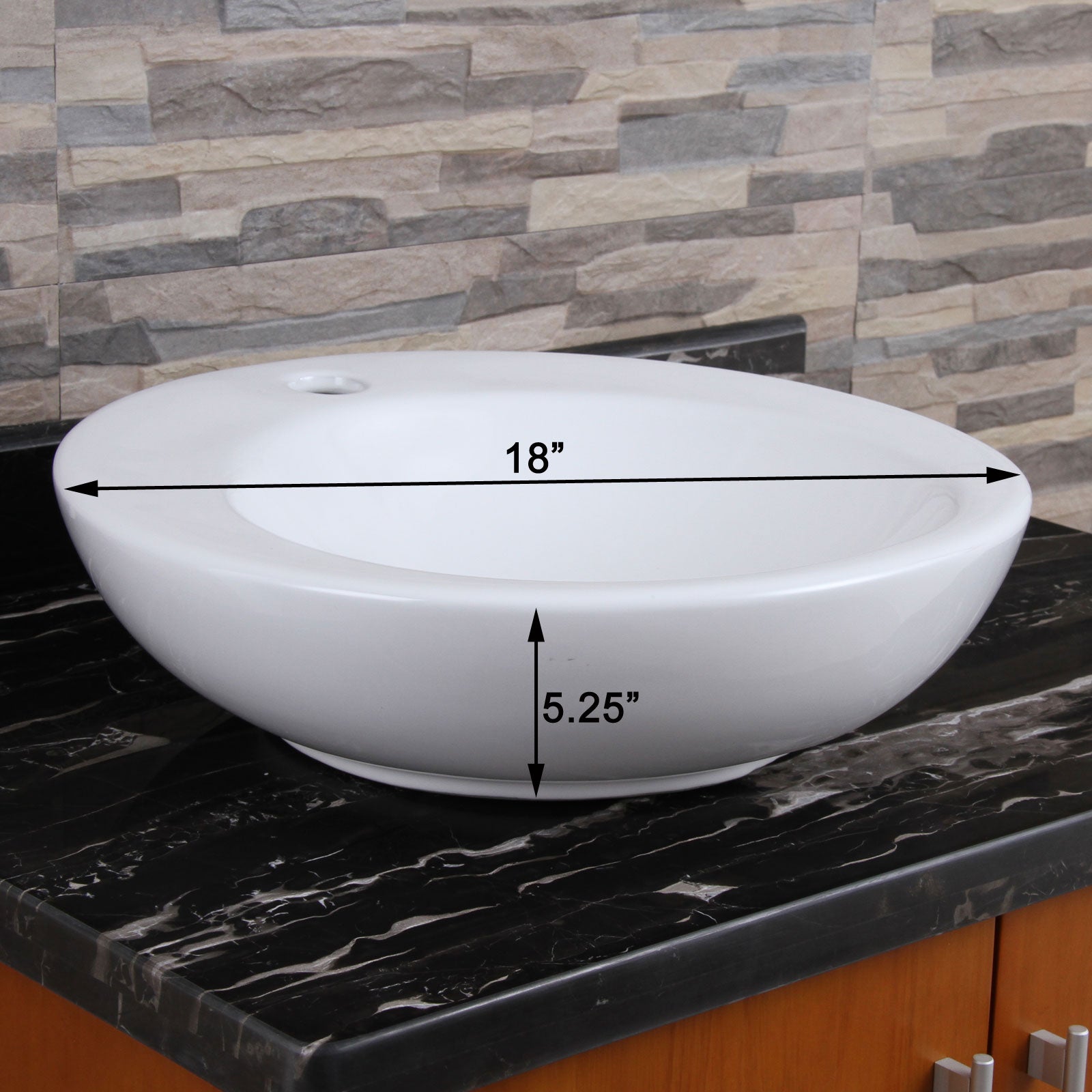 ELITE Unique Round Saucer Shape White Porcelain Ceramic Bathroom Vessel Sink 306