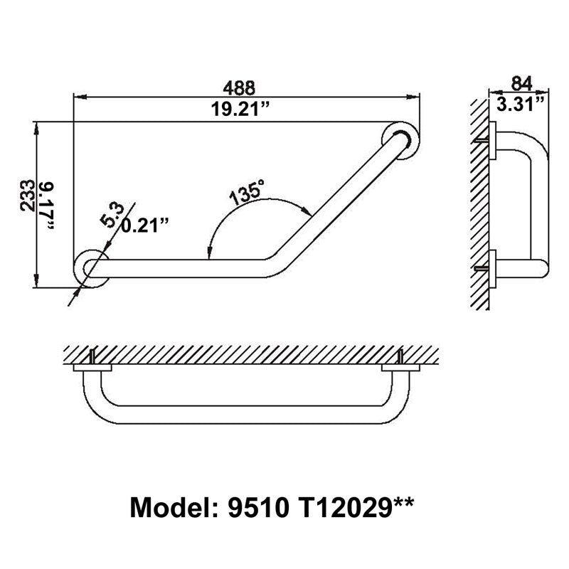 CAE Modern Chrome Bathtub Rail 9510T12029C