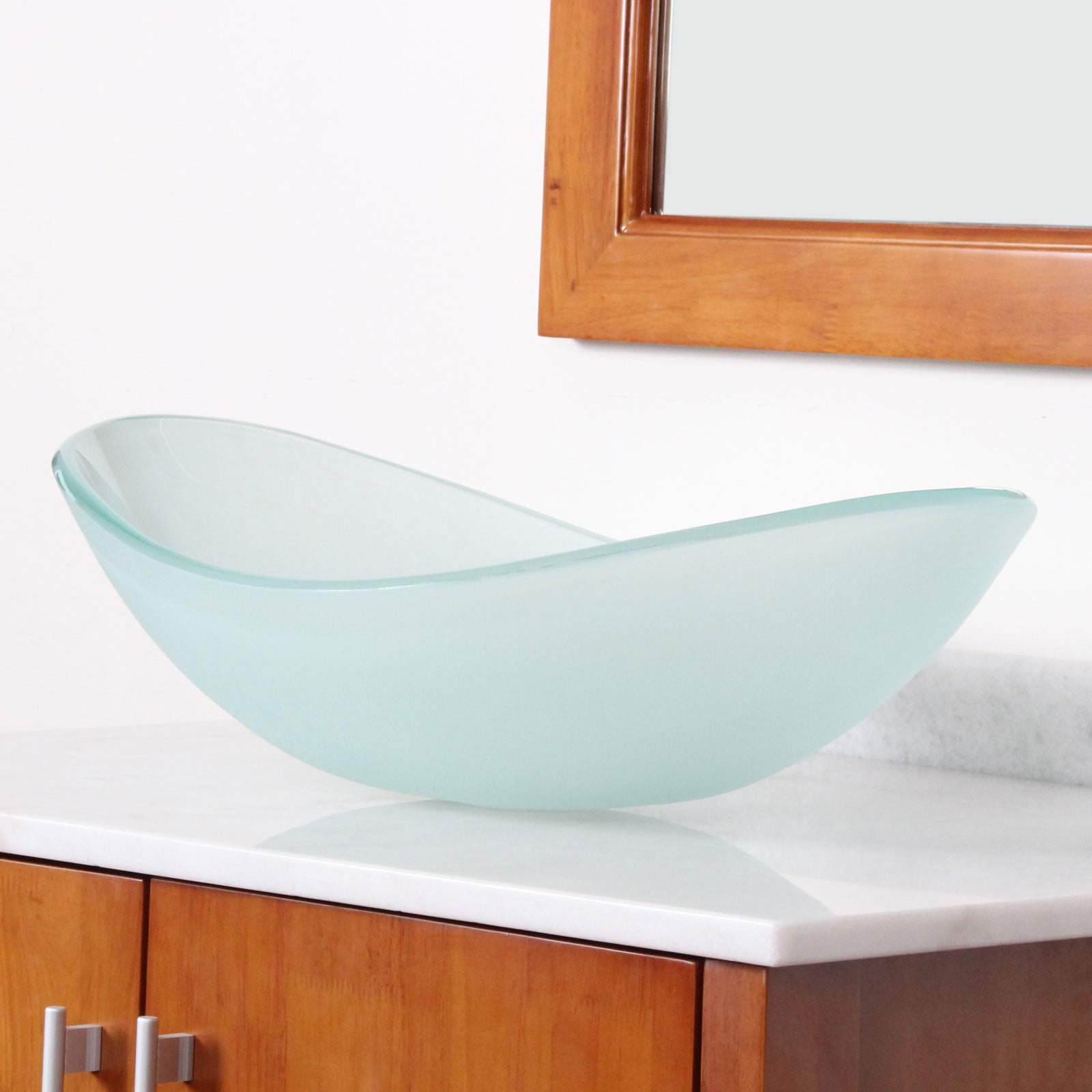 ELITE  Unique Oval Frosted Tempered Glass Bathroom Sink GD33F