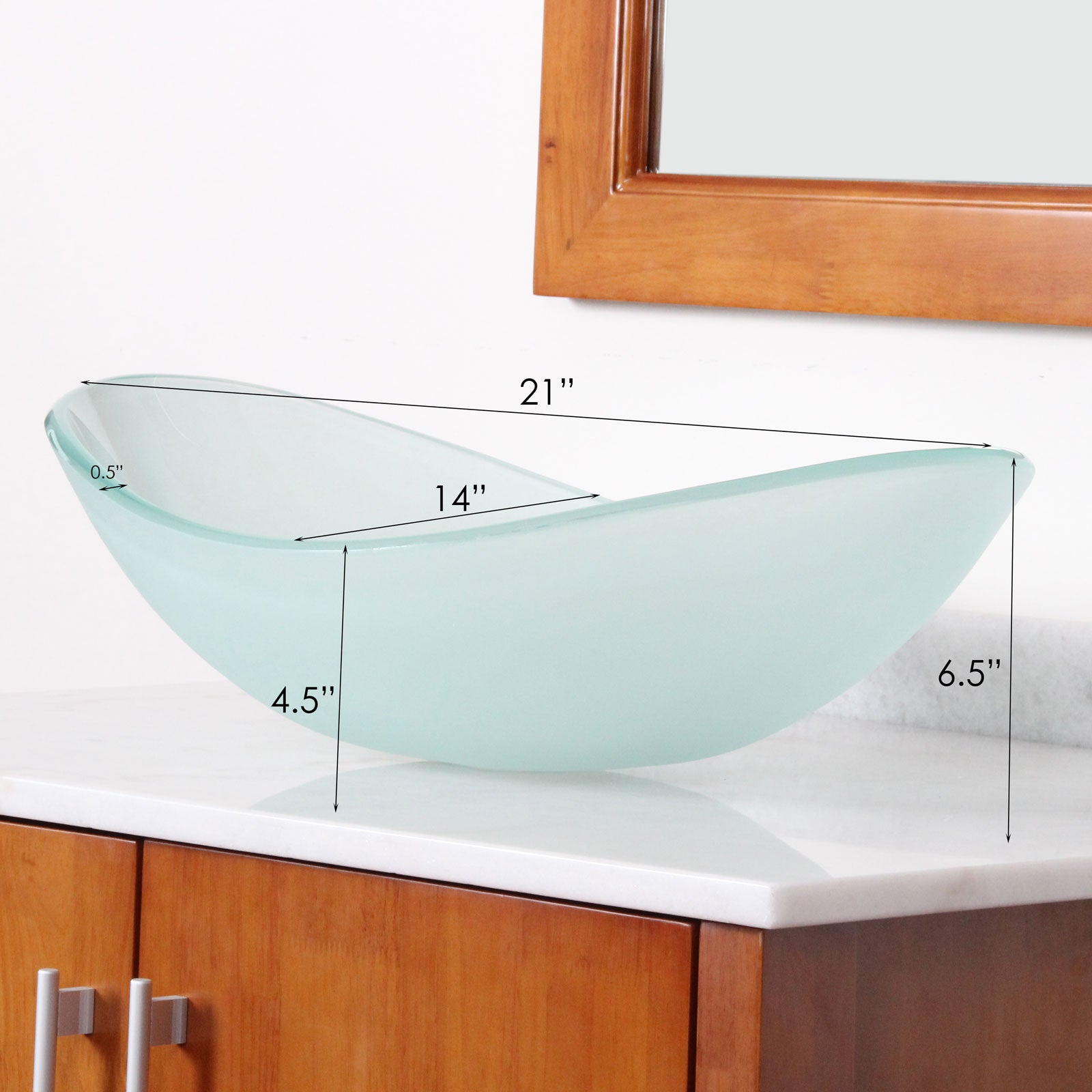 ELITE  Unique Oval Frosted Tempered Glass Bathroom Sink GD33F