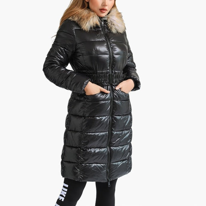 River - Black Faux Fur Collar Puffer Coat