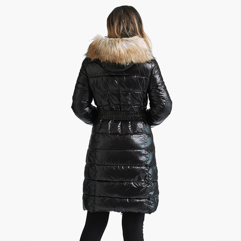 River - Black Faux Fur Collar Puffer Coat