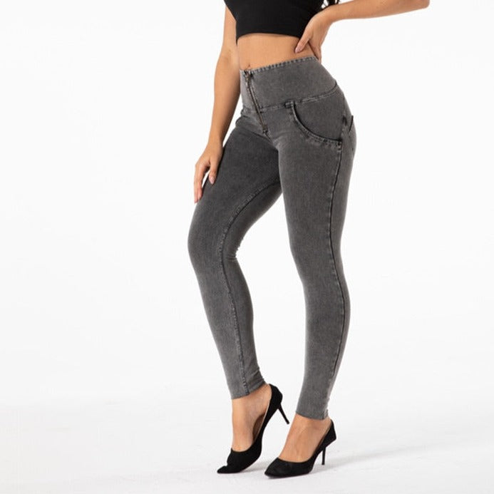 Cheeky Gray High Waist Butt Lift Jeggings