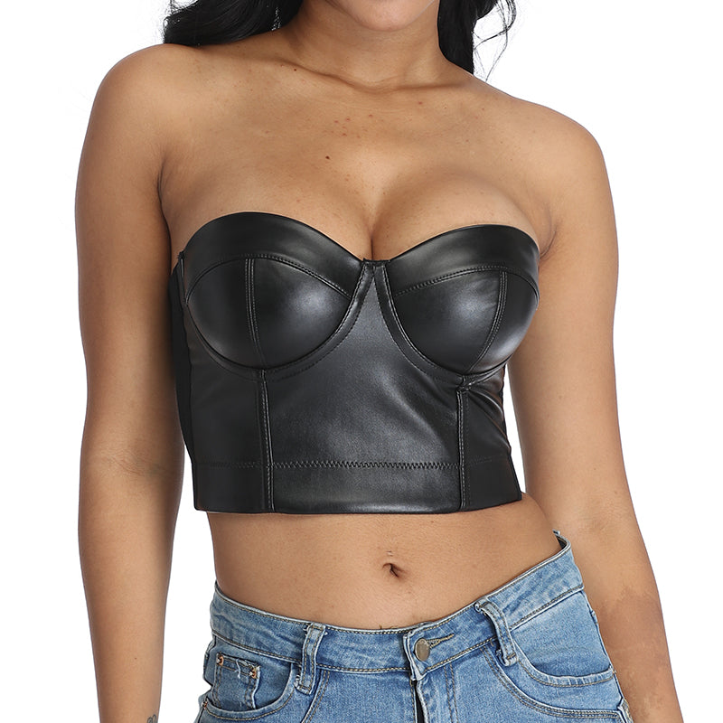 PU Faux Leather Bralette Top