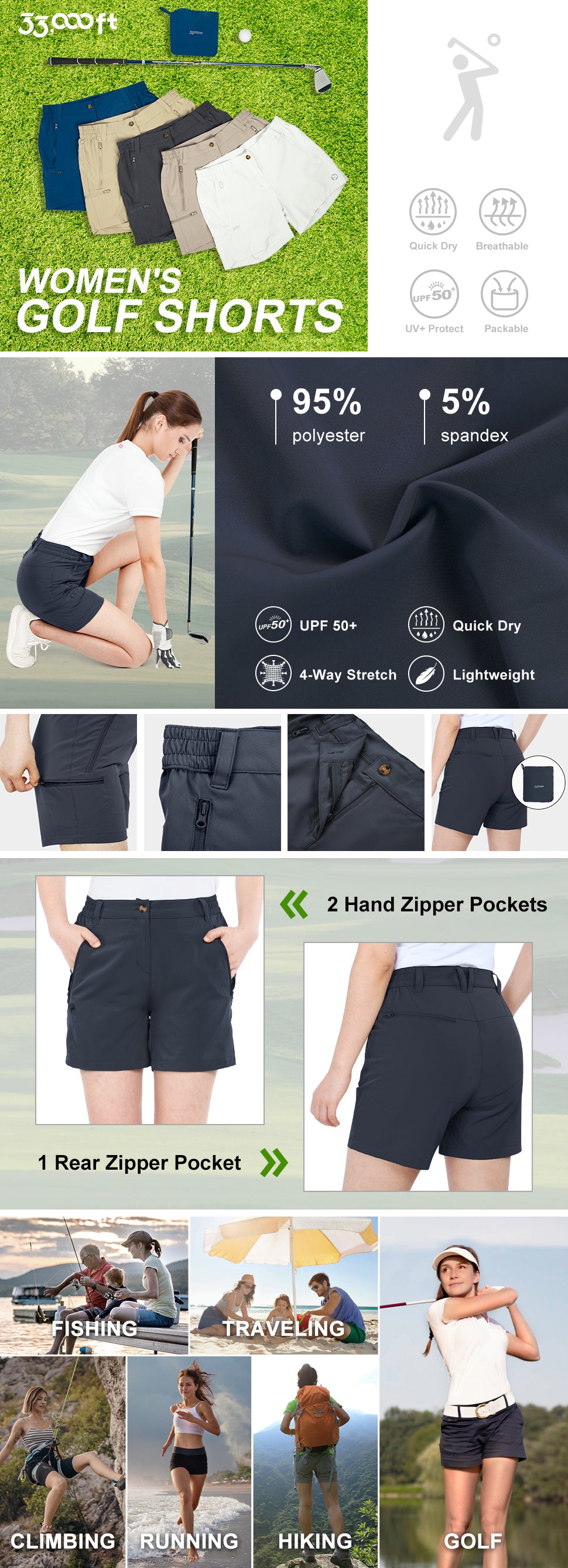 Women's Hiking Shorts Quick Dry Cargo Shorts for Hiking, Camping, Travel