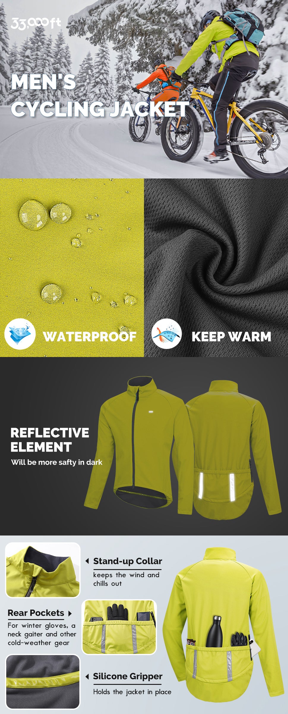 Men's Cycling Jackets Thermal Waterproof Bike Jacket MTB Bicycle Shirts