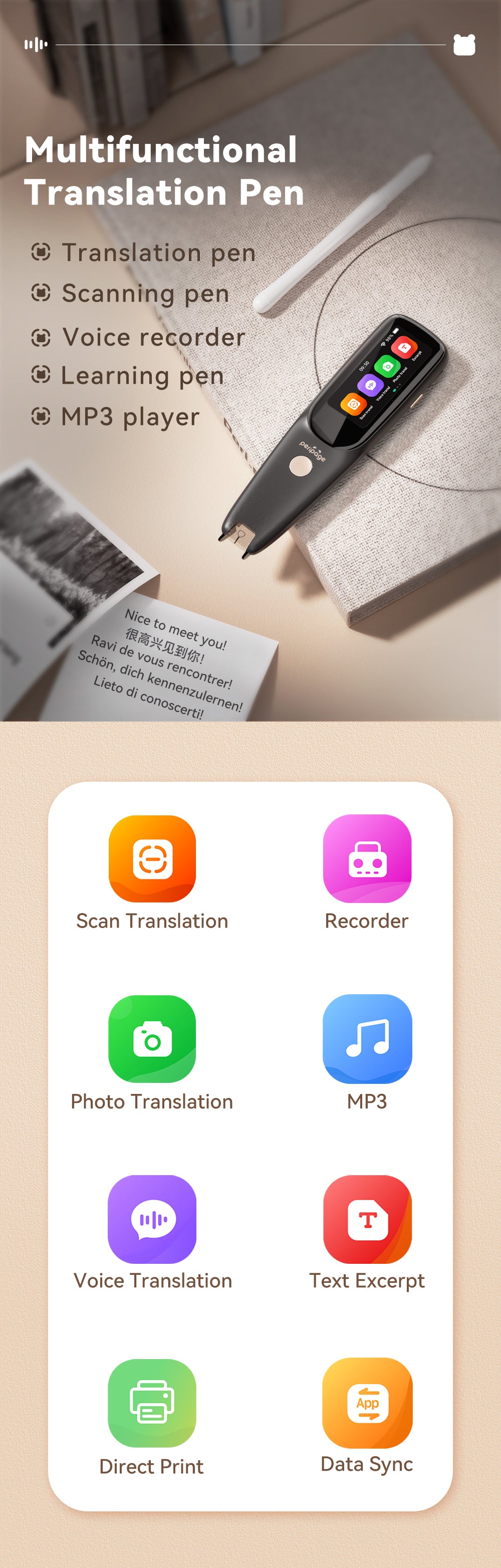Bolígrafo de traducción PeriPage D2S