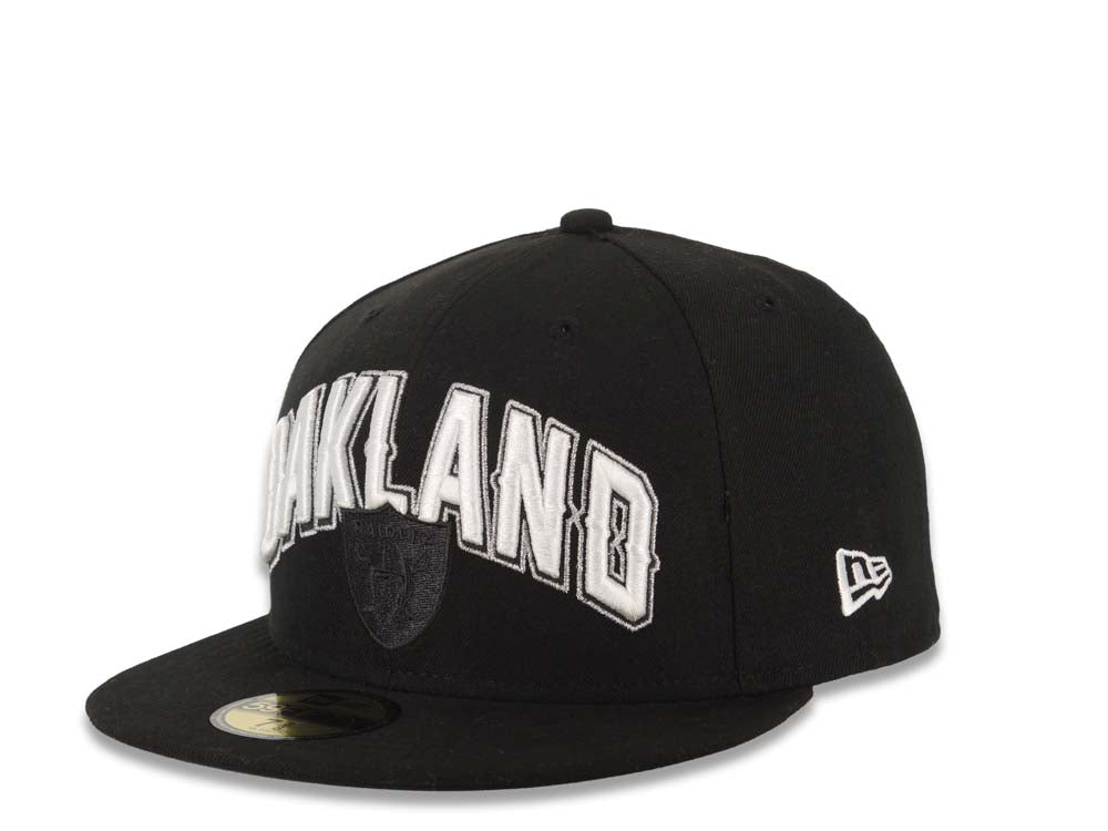 Oakland Raiders New Era NFL 59FIFTY 5950 Fitted Cap Hat Black Crown/Visor Team Color Logo (2012 Draft)