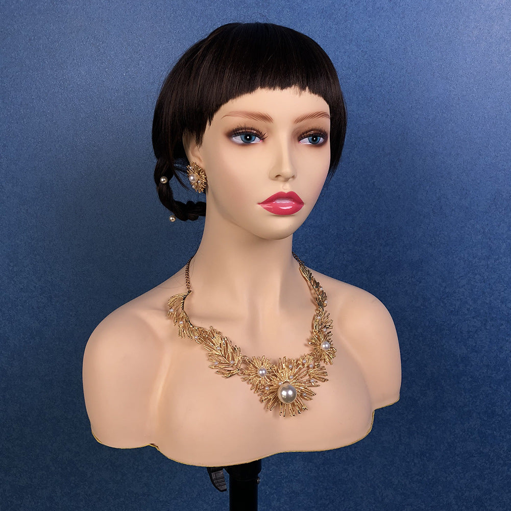 Half-Body Model Female Head Mannequin Earrings Necklace