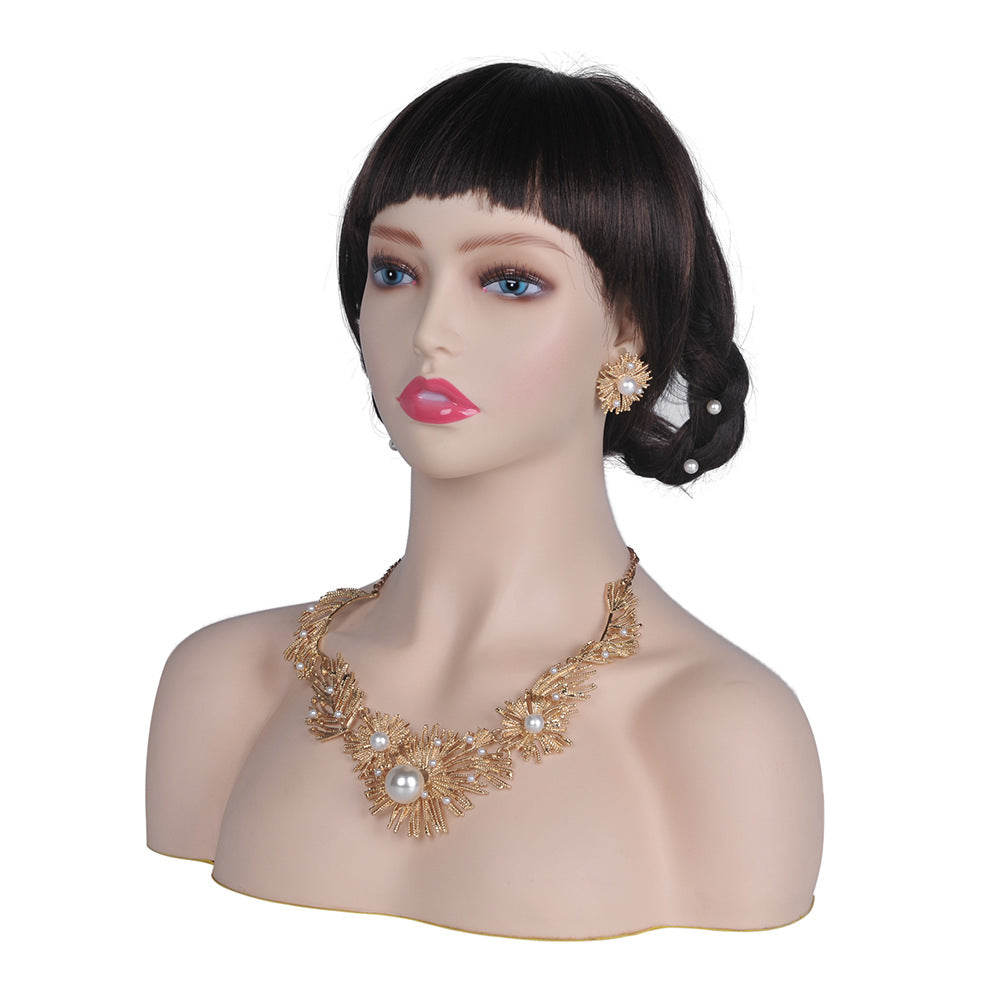 Half-Body Model Female Head Mannequin Earrings Necklace