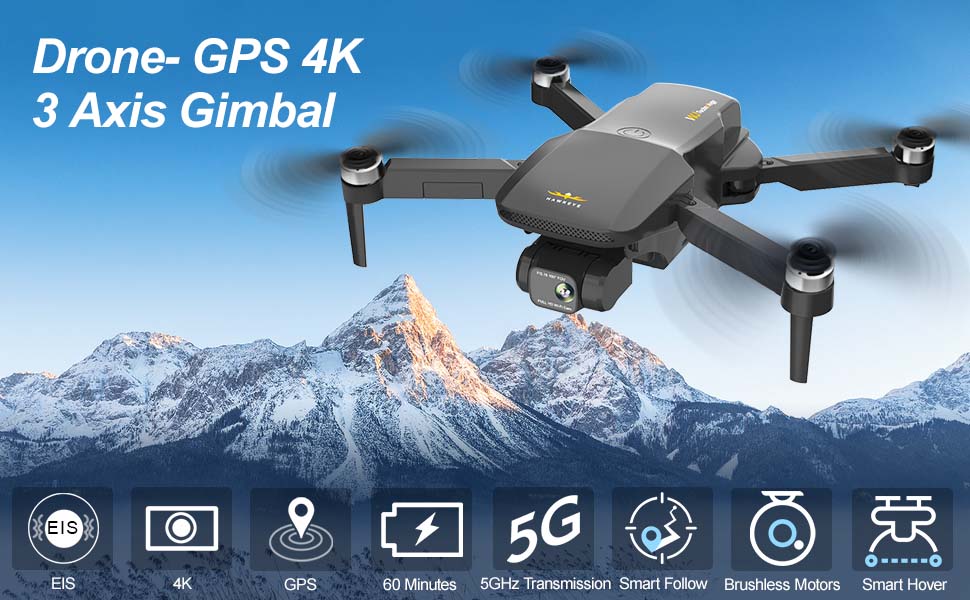 GPS 4K Drone with Three-axis Gimbal and Brushless Motor