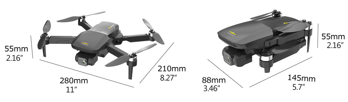 Foldable GPS 5G drone Size
