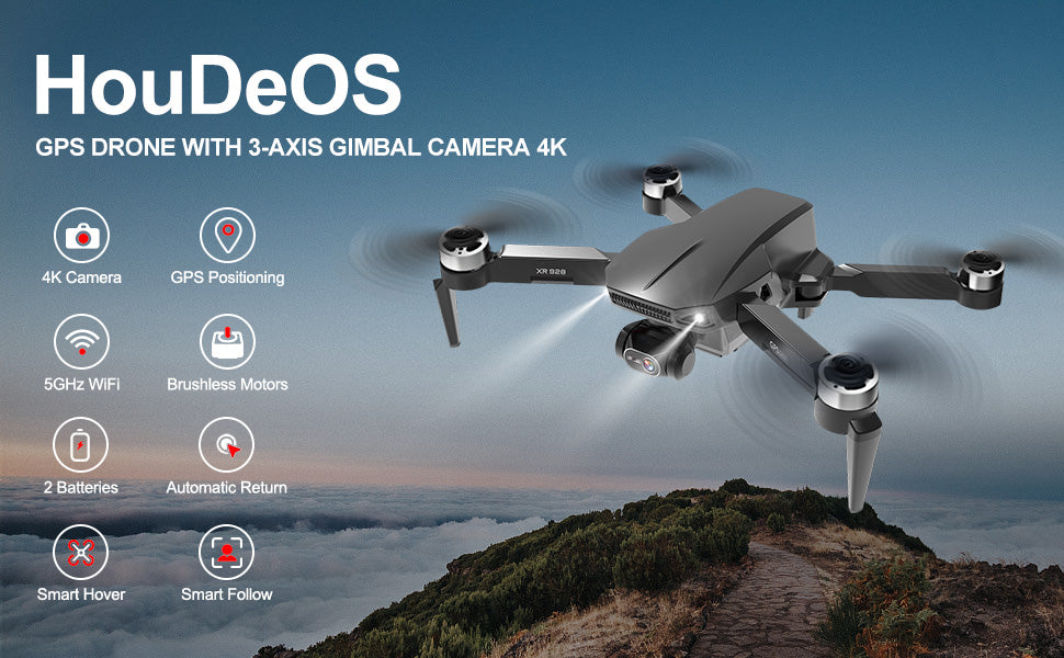 Foldable GPS Drone with 4K 3-axis Gimbal Camera, Adults Brushless