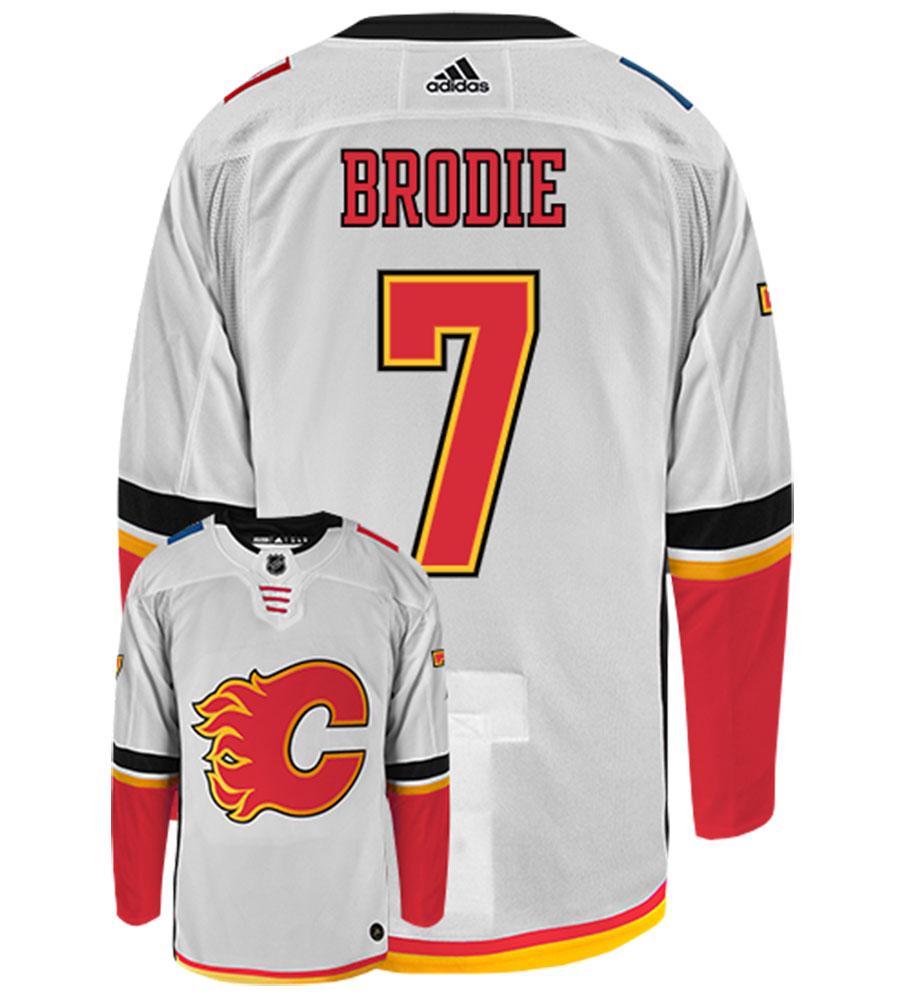 TJ Brodie Calgary Flames Adidas Authentic Away NHL Hockey Jersey