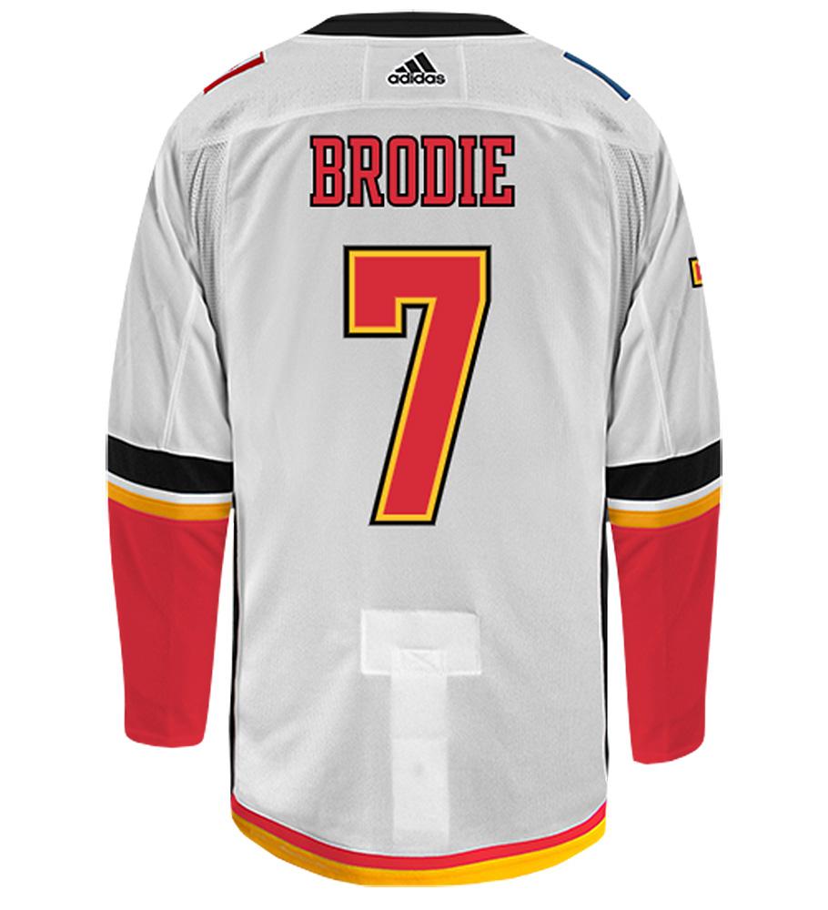 TJ Brodie Calgary Flames Adidas Authentic Away NHL Hockey Jersey