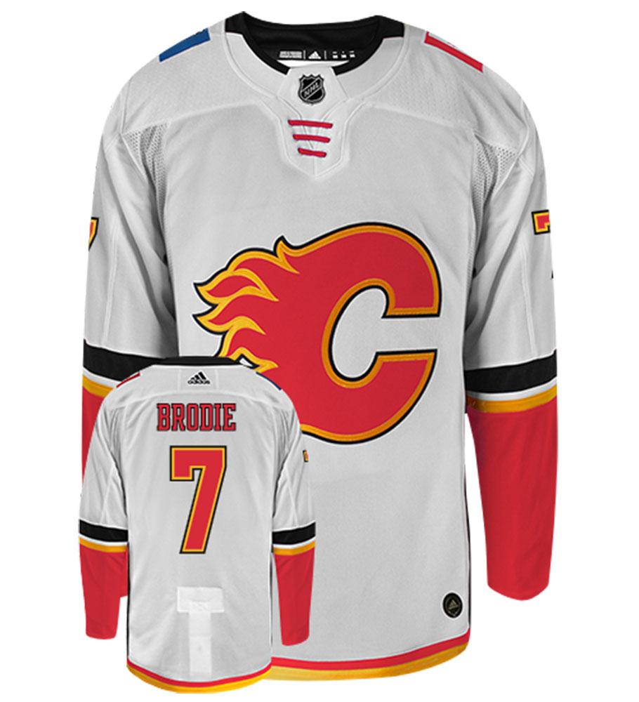 TJ Brodie Calgary Flames Adidas Authentic Away NHL Hockey Jersey