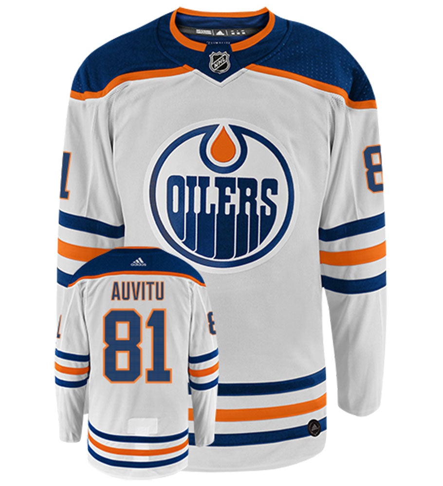 Yohann Auvitu Edmonton Oilers Adidas Authentic Away NHL Hockey Jersey