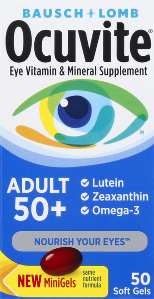 Bausch + Lomb Ocuvite Adult 50+ Eye Vitamin & Mineral Supplement Soft Gels