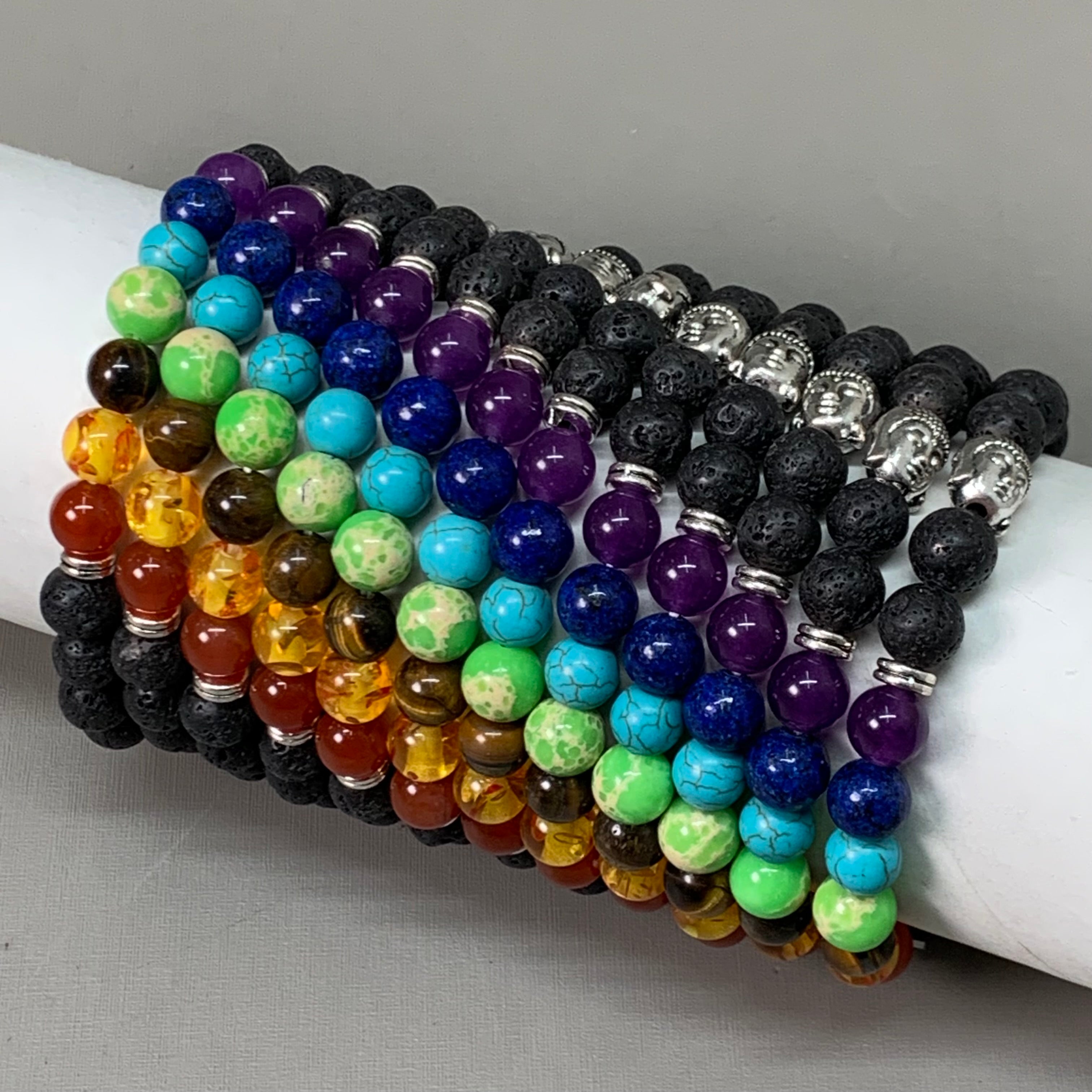 BEST WHOLESALE 12-PACK! Beaded Black-Rainbow Crystal Bracelets 3