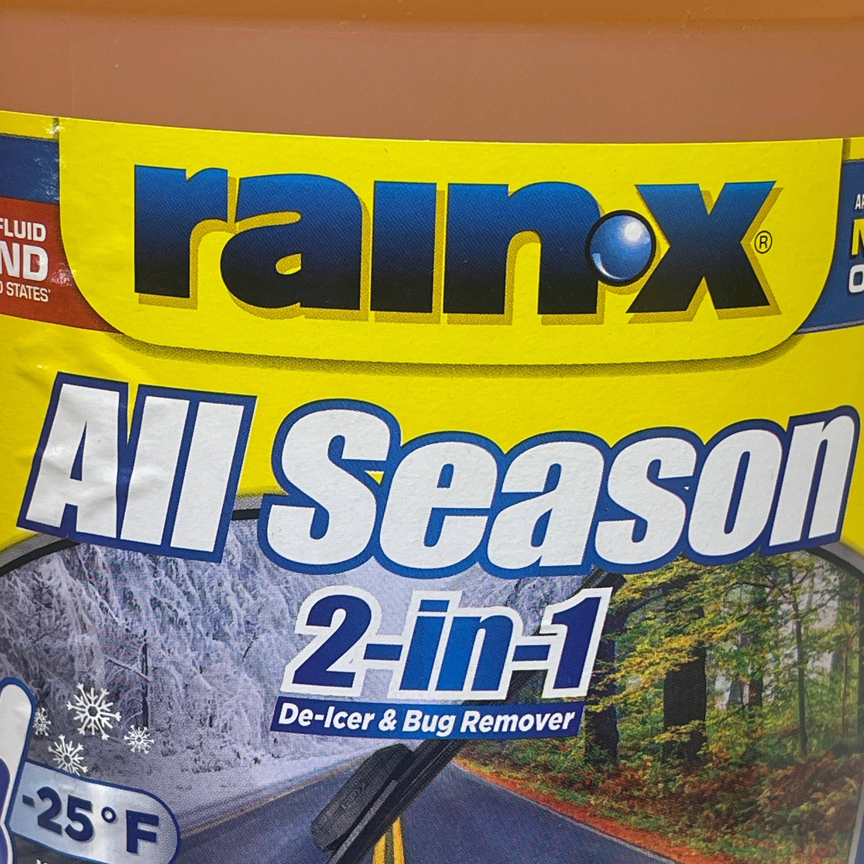 ZA@ RAIN X (3 PACK) All Season Windshield Washer Fluid De-Icer & Bug Remover 1 GAL Orange