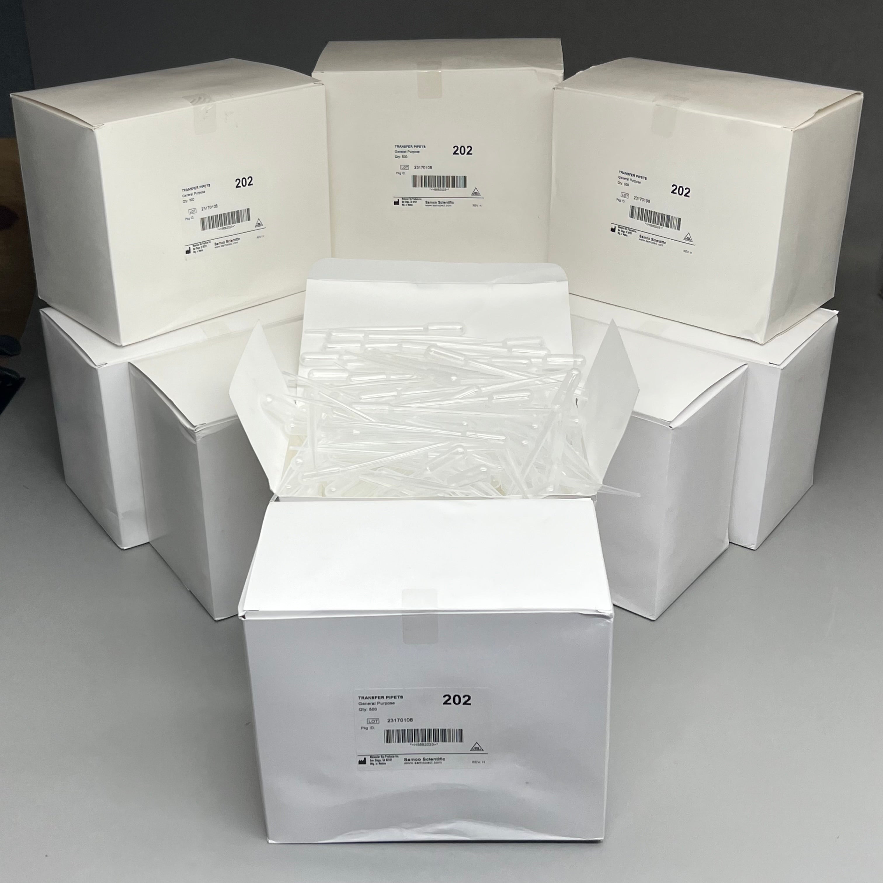 SAMCO (5000 PACK) TRANSFER PIPETS 202 General Purpose 7.7 ml 10 Boxes (500 per box)